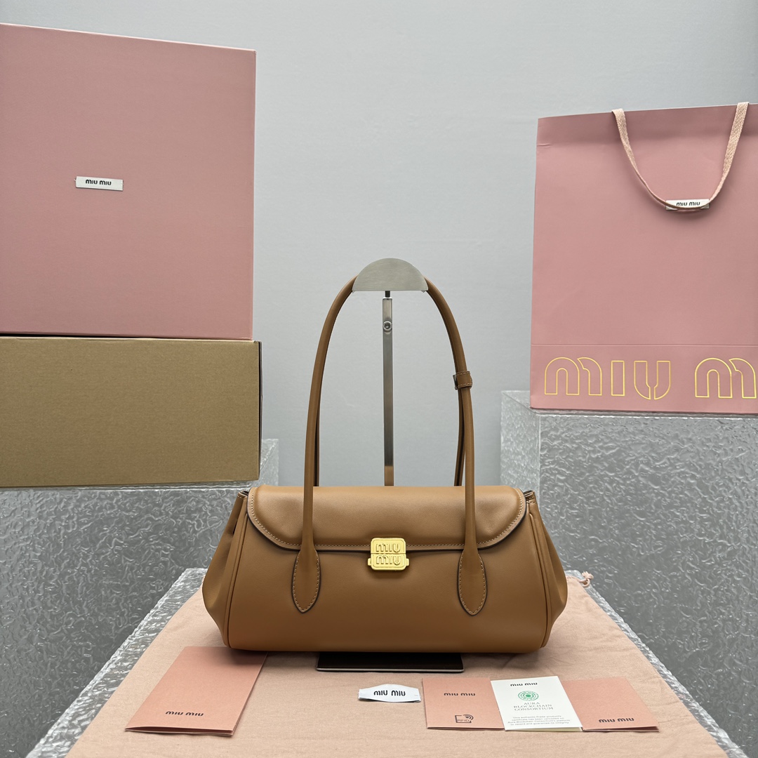 M1um1u Leather Shoulder Bag -28.5*8*17CM