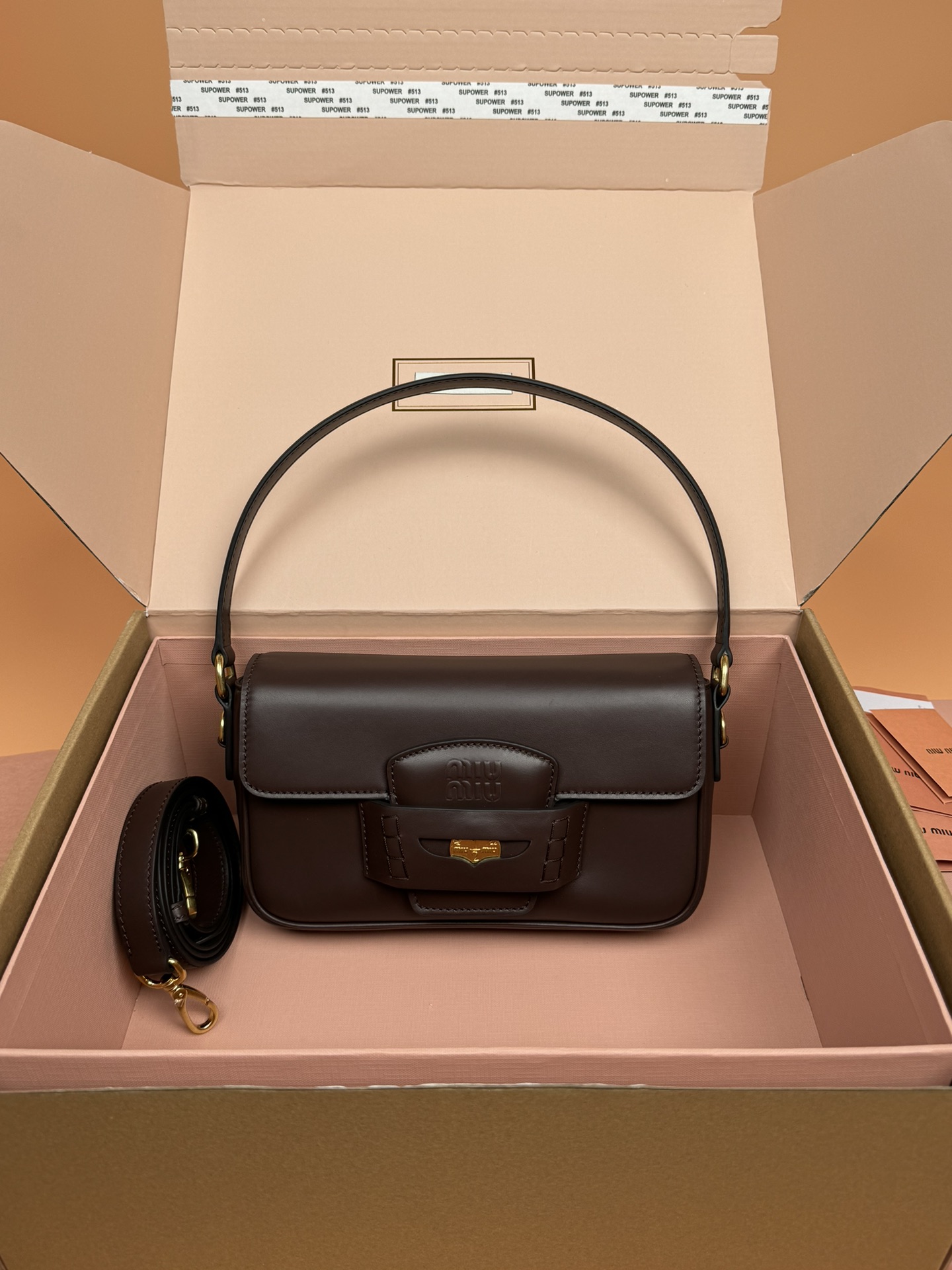M1um1u Penny Leather Bag-23*12.5*5CM