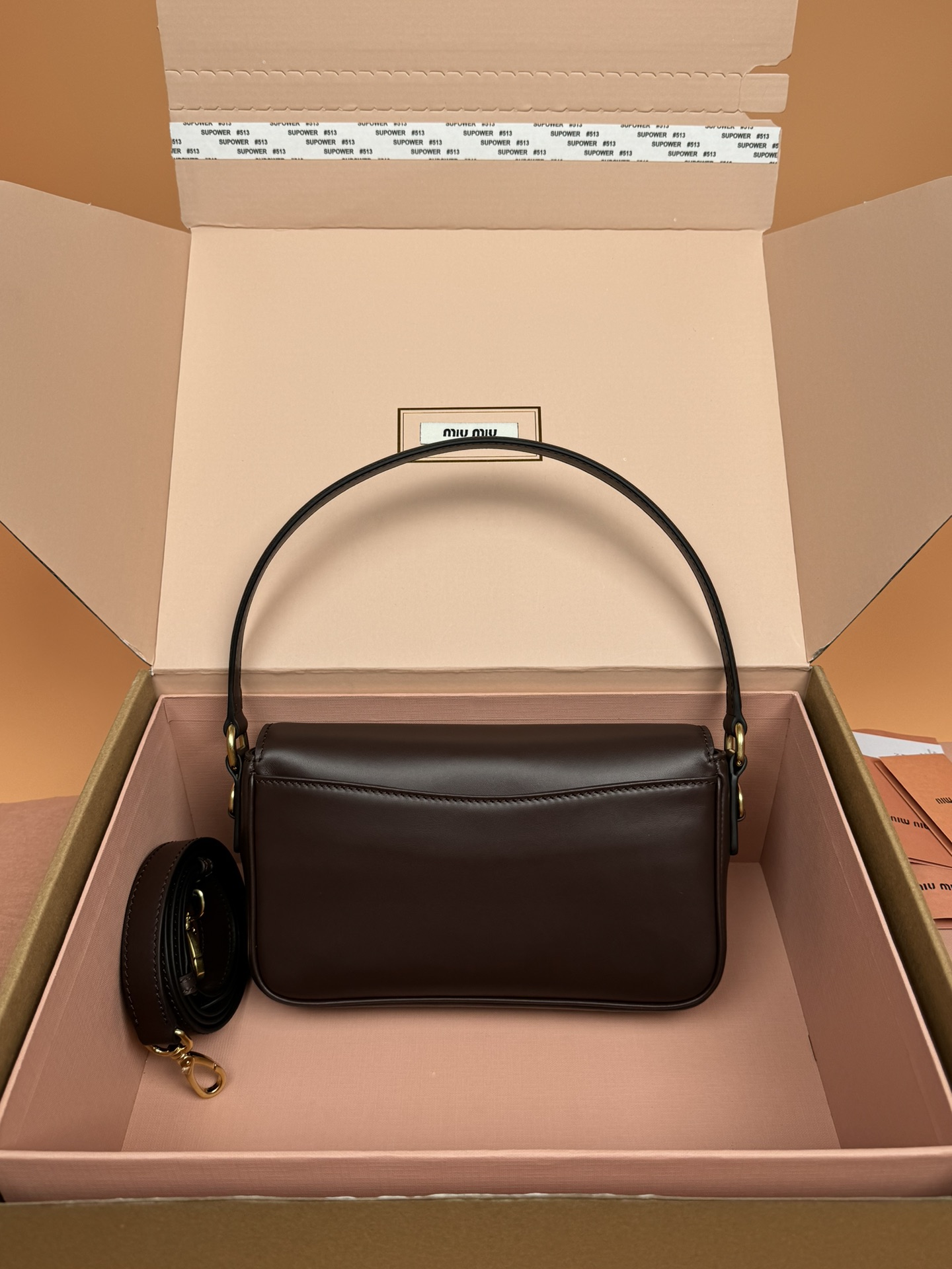 M1um1u Penny Leather Bag-23*12.5*5CM