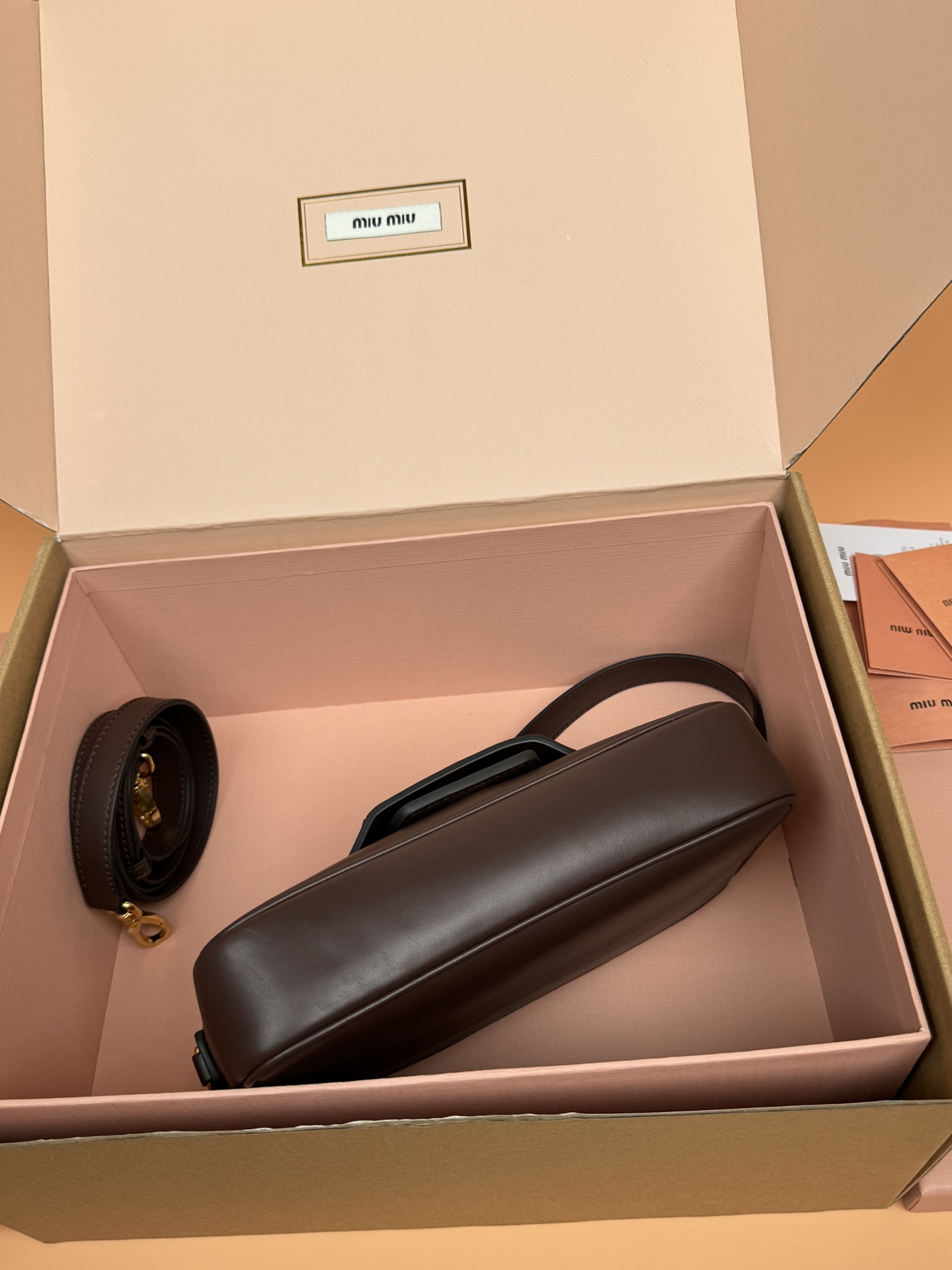 M1um1u Penny Leather Bag-23*12.5*5CM