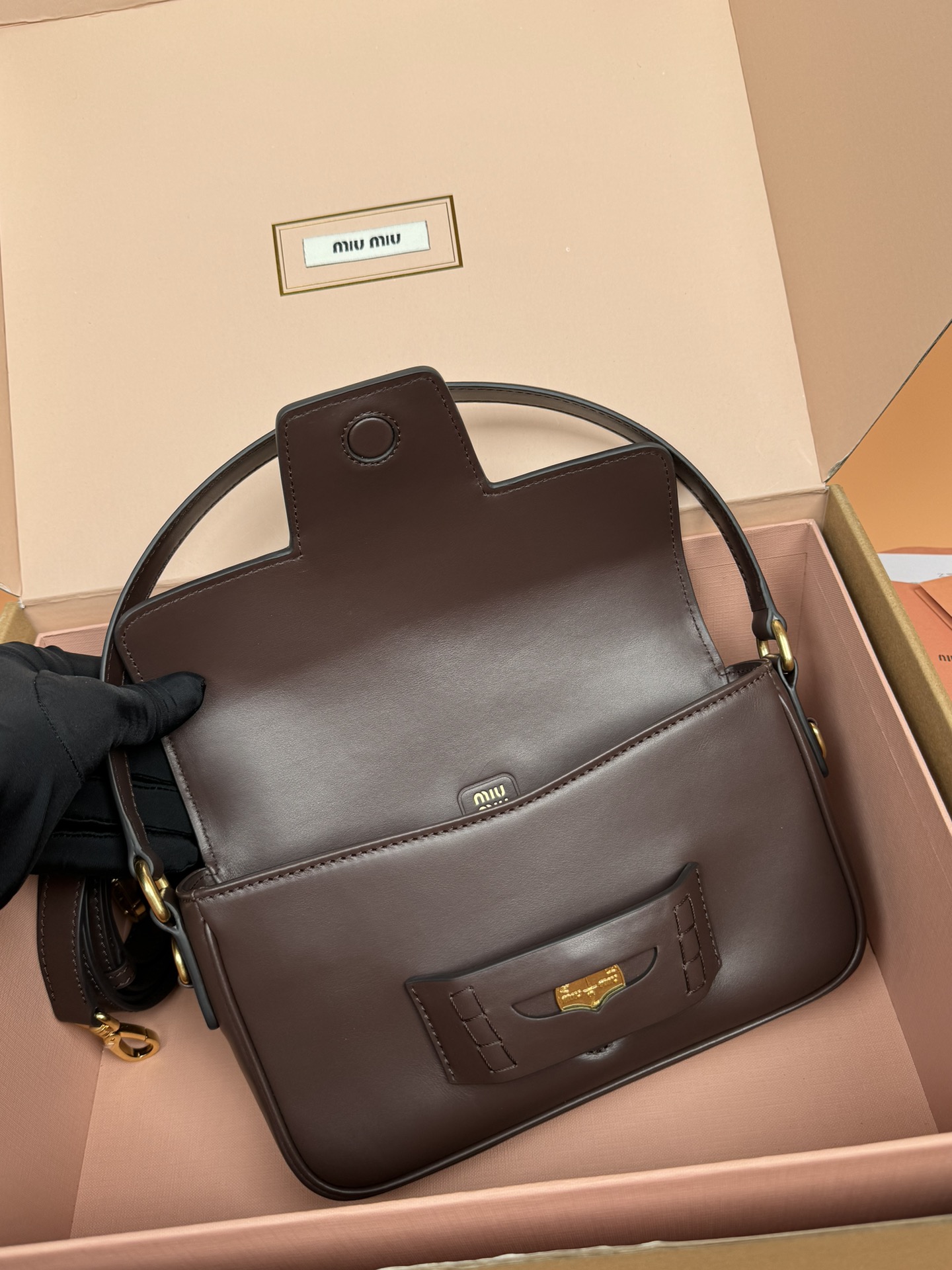 M1um1u Penny Leather Bag-23*12.5*5CM