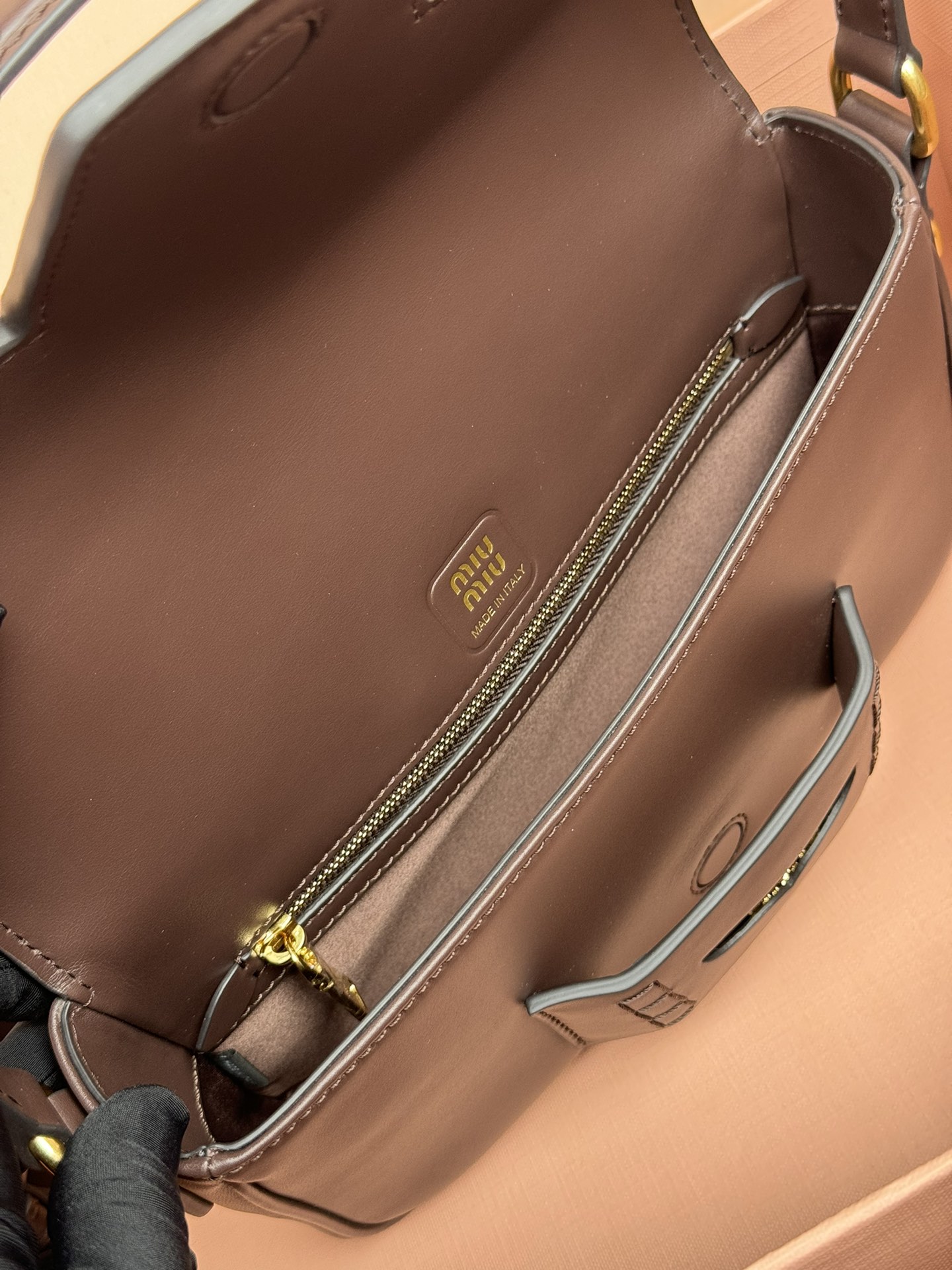 M1um1u Penny Leather Bag-23*12.5*5CM