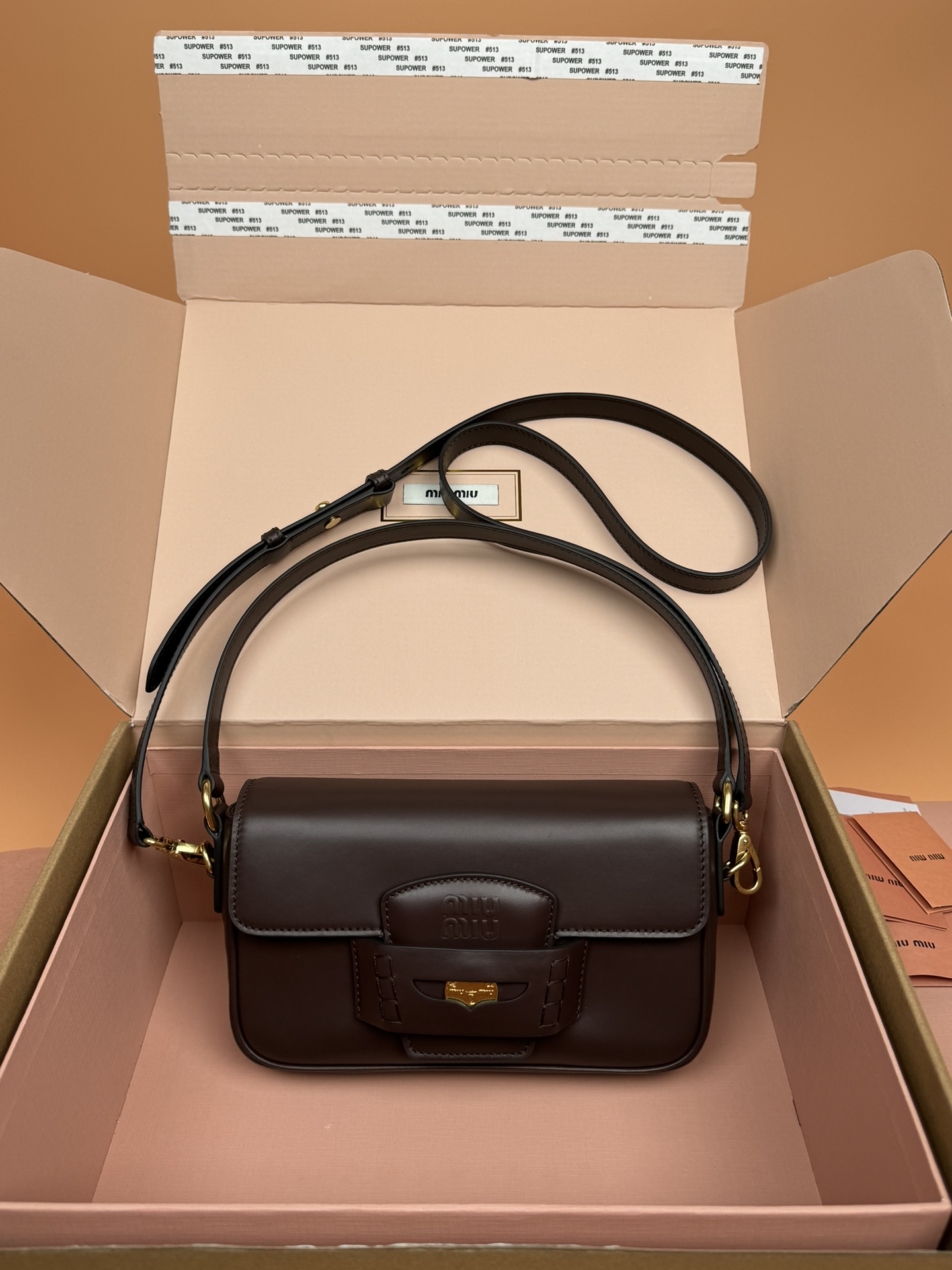 M1um1u Penny Leather Bag-23*12.5*5CM
