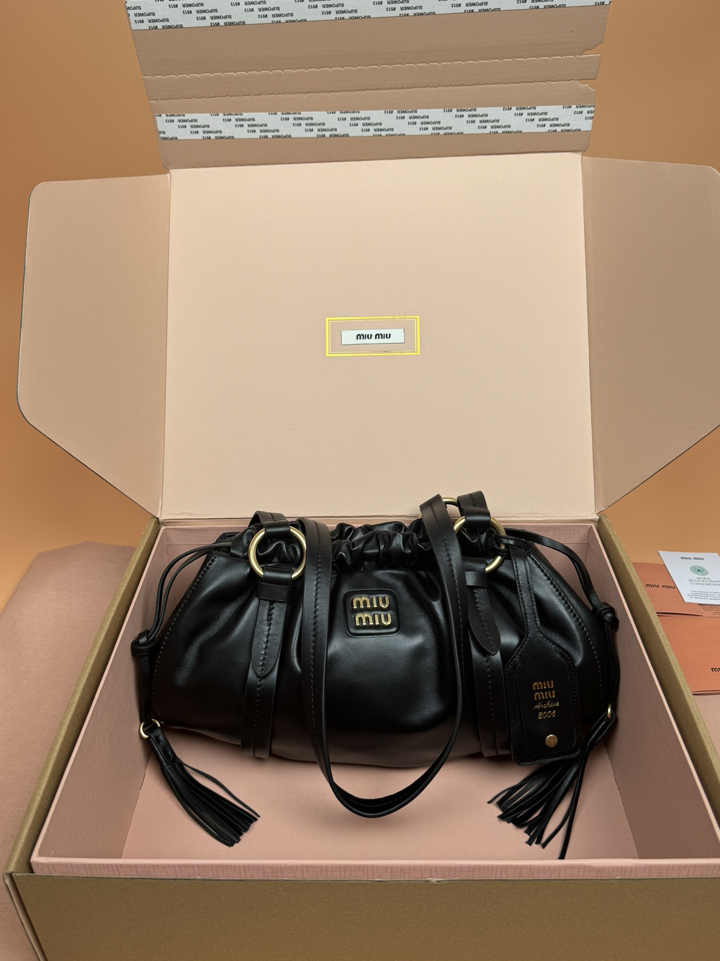 M1um1u Joie Nappa Leather Bag-32*16*10.5CM