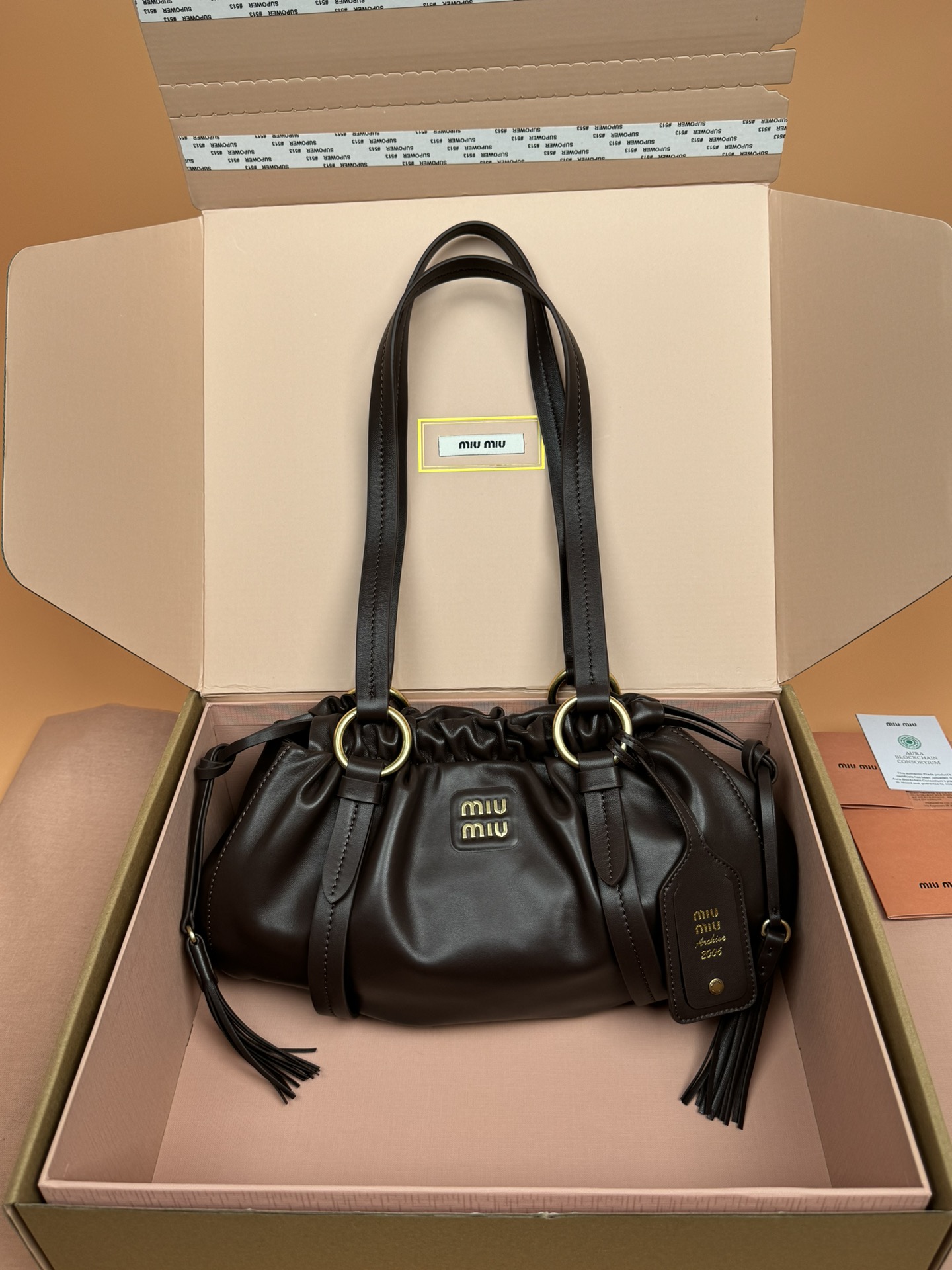 M1um1u Joie Nappa Leather Bag-32*16*10.5CM