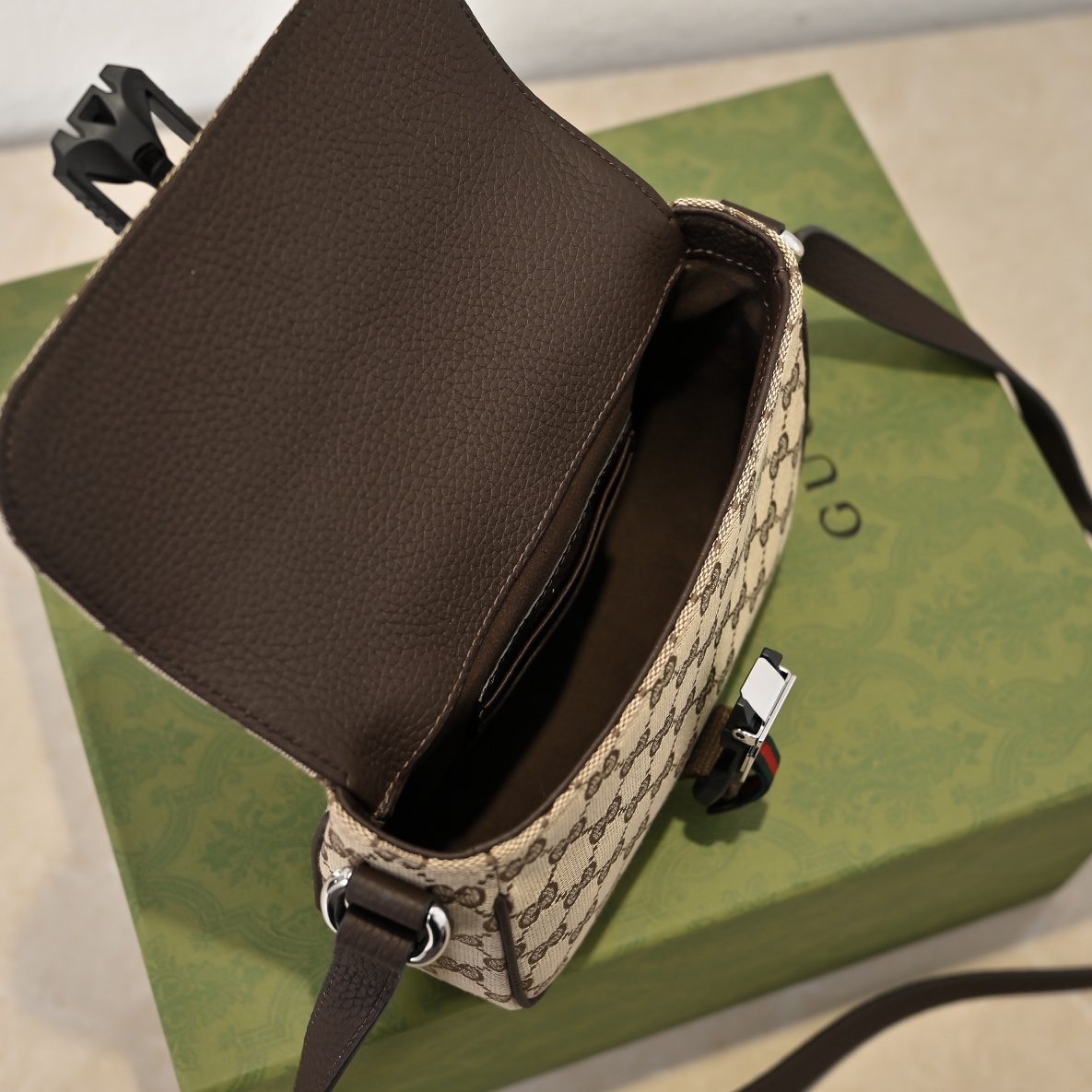 Mini GG crossbody bag in Beige and Ebony Bag-20*14*6.5CM