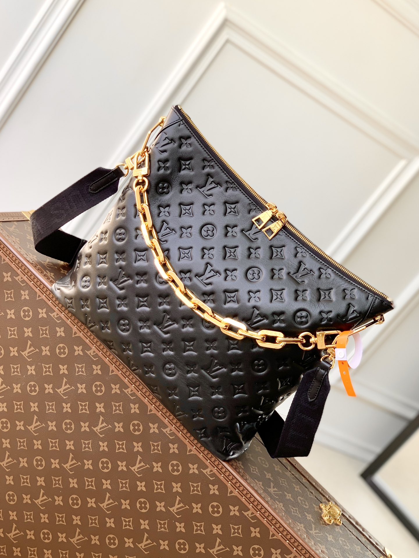 L0vis Vvtt0n Coussin Hobo MM Black Calf Bag-38*33*10CM