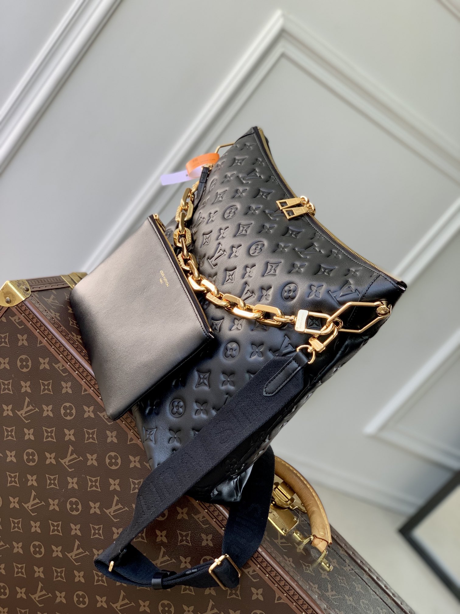 L0vis Vvtt0n Coussin Hobo MM Black Calf Bag-38*33*10CM