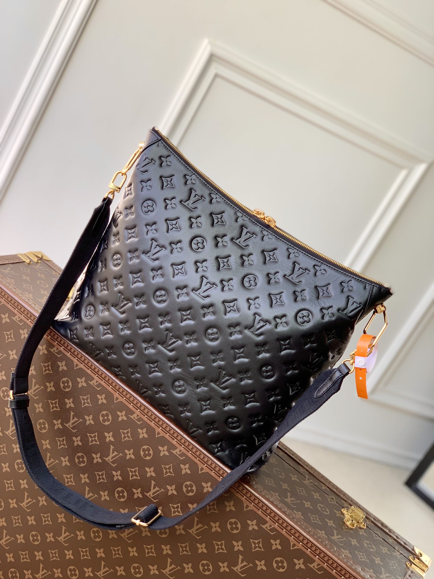 L0vis Vvtt0n Coussin Hobo MM Black Calf Bag-38*33*10CM