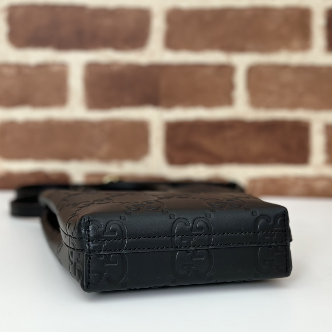 gvc*1 gg S*per mini bag with strap in black gg leather |-20*13*2.5cm