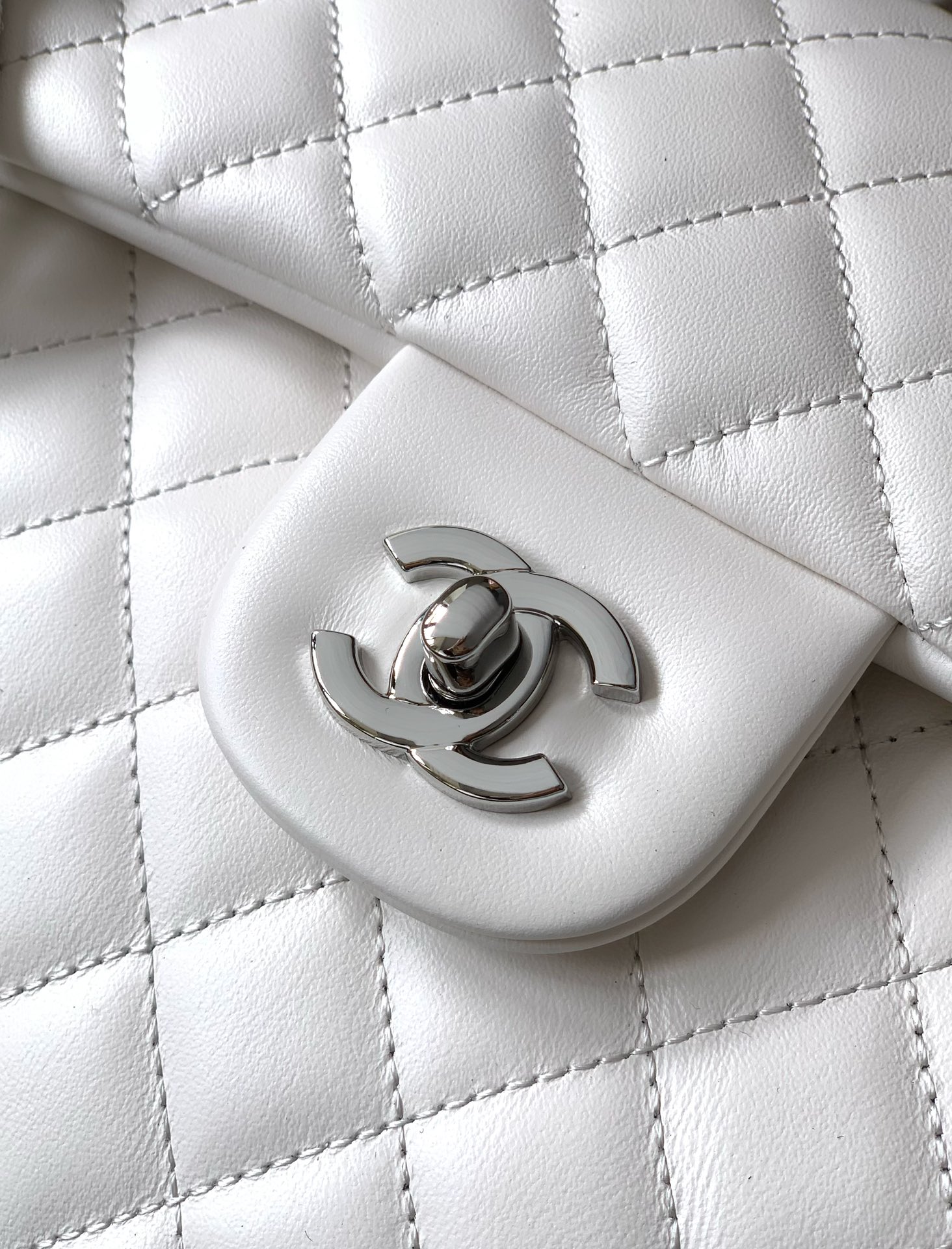 Ch@nel White/Black Quilted Cambon Ligne Large Flap Tote-33x24x11CM