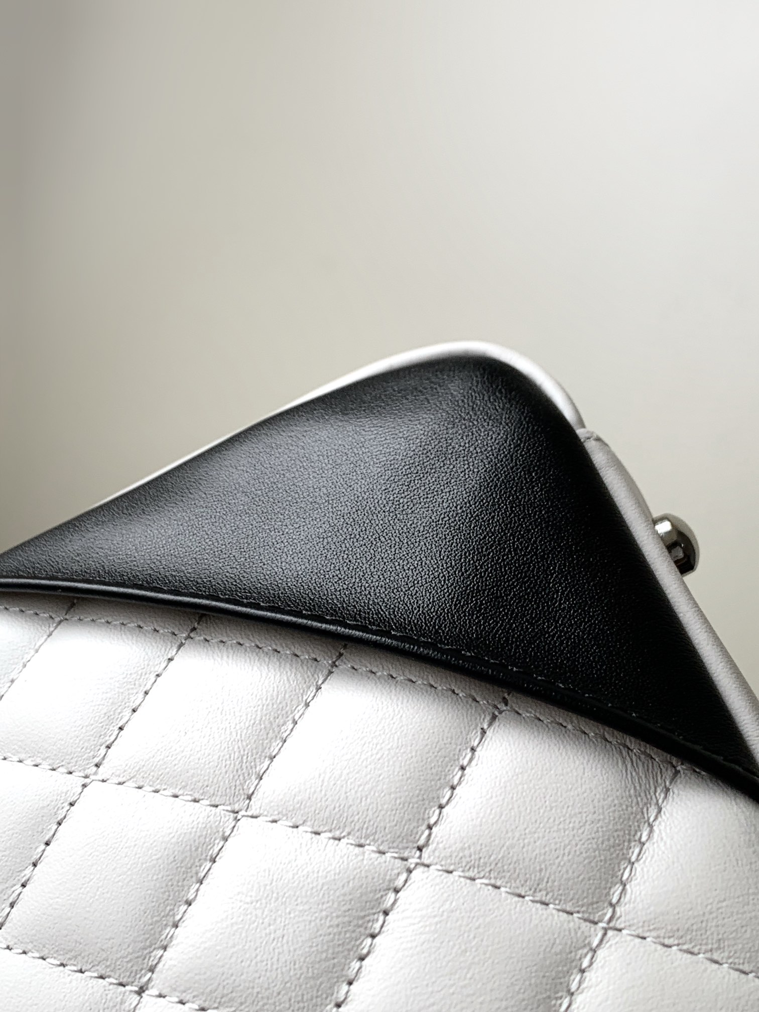 Ch@nel White/Black Quilted Cambon Ligne Large Flap Tote-33x24x11CM