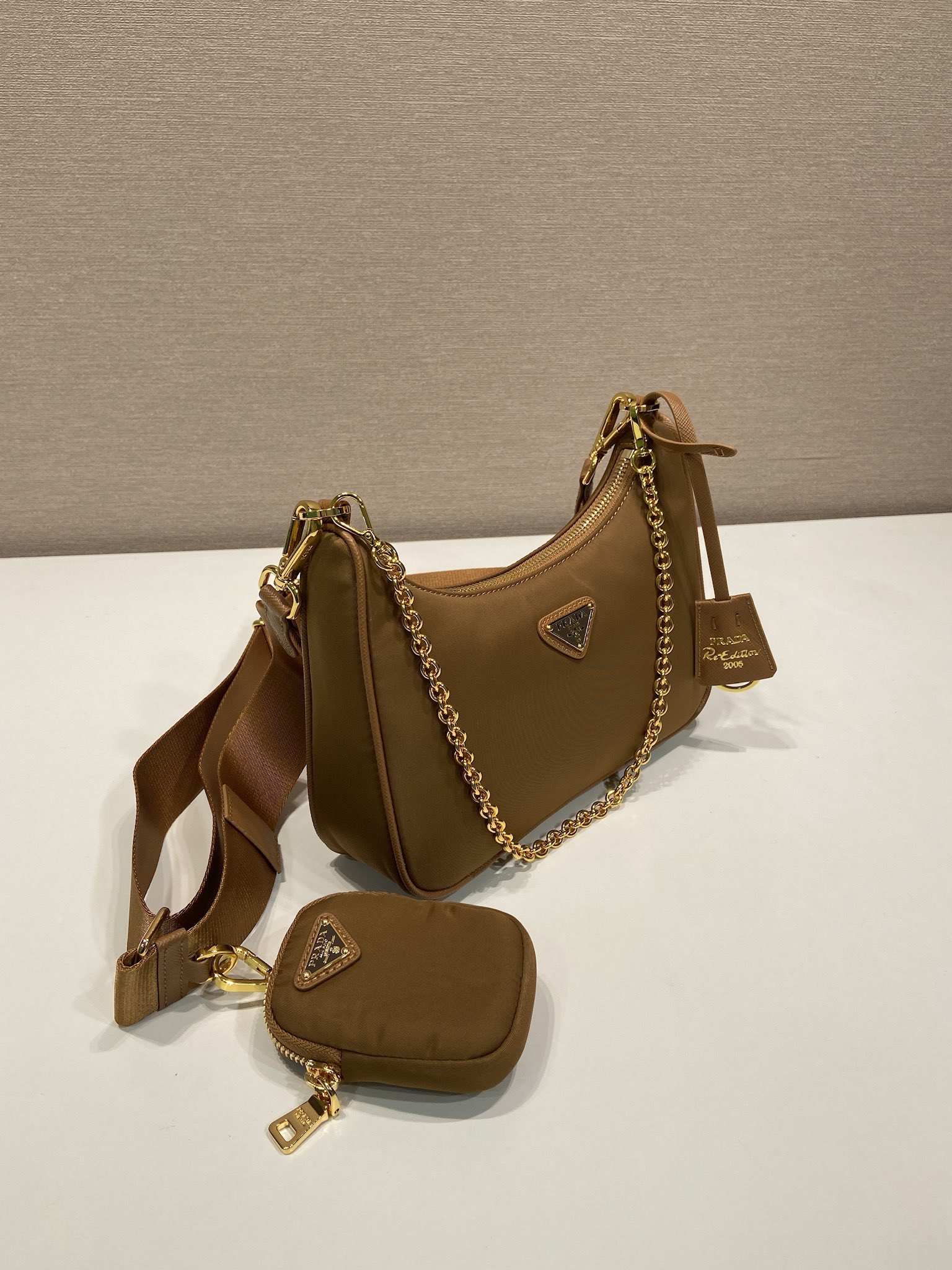 Pra*a Nylon Hobo Bag-1BH204-22*12*6CM