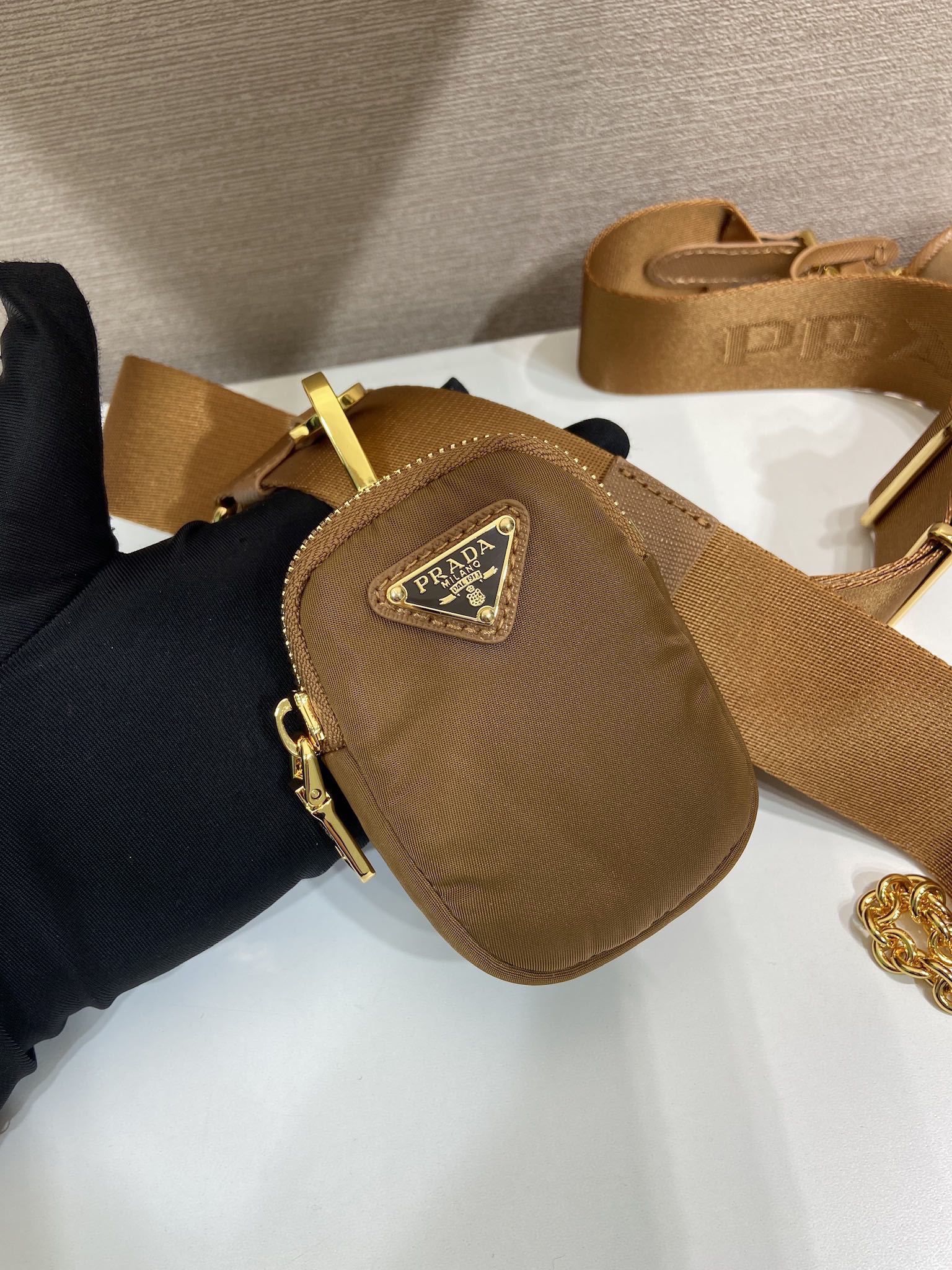 Pra*a Nylon Hobo Bag-1BH204-22*12*6CM