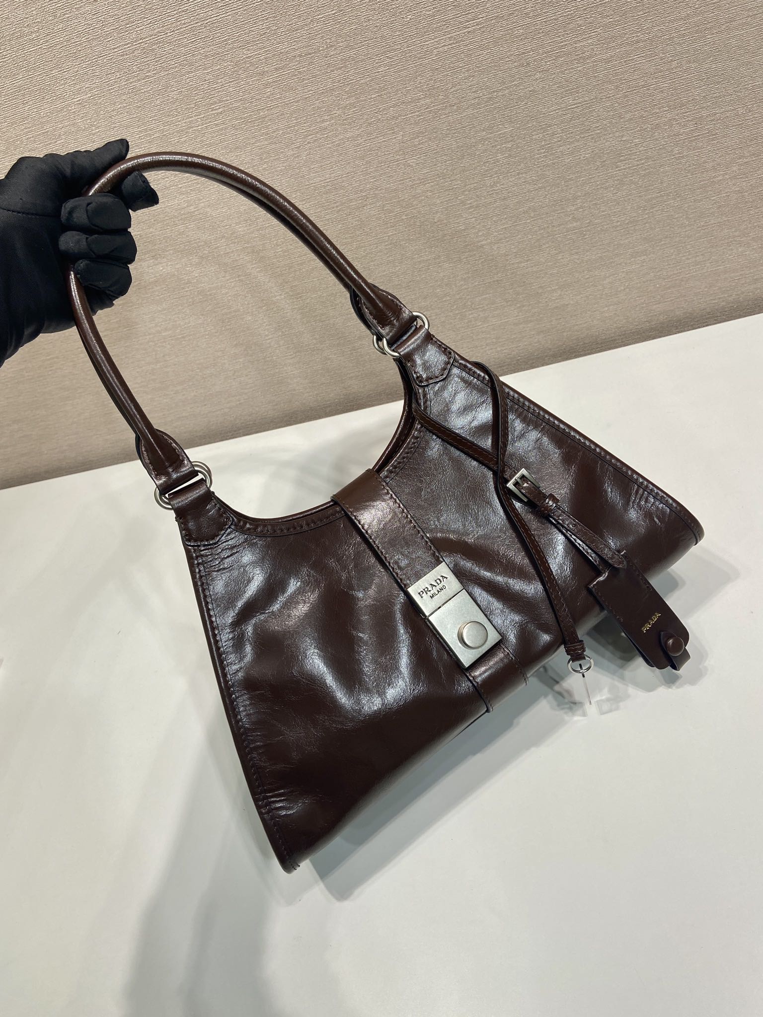 Pra*a Leather Tote Bag-1BG563-30.5*17.5*9CM