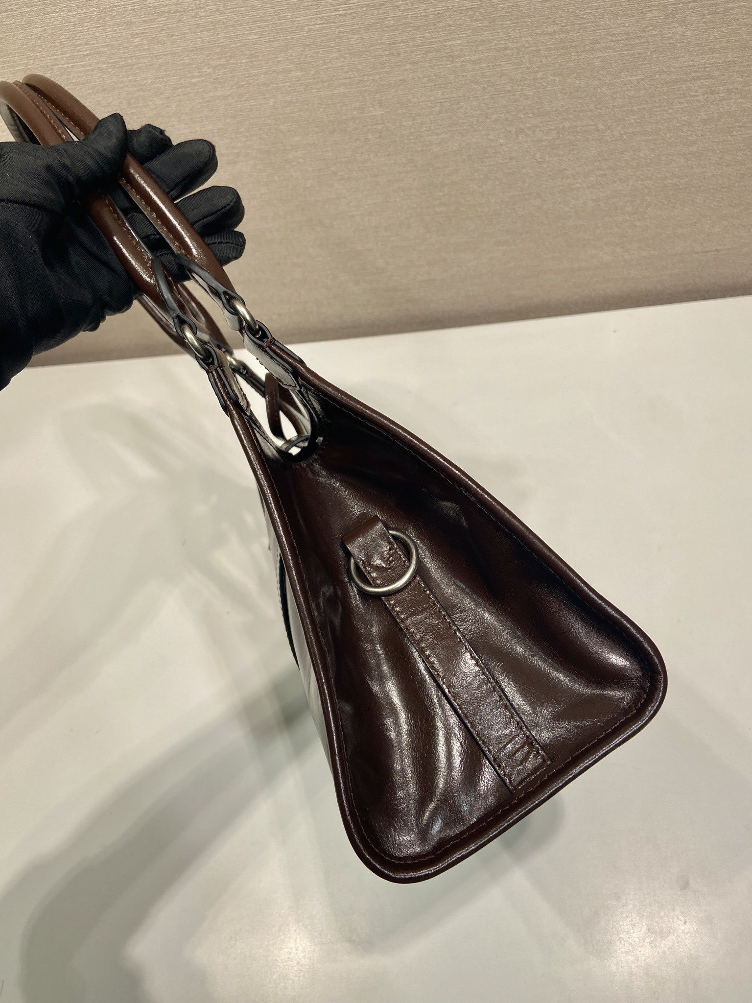 Pra*a Leather Tote Bag-1BG563-30.5*17.5*9CM