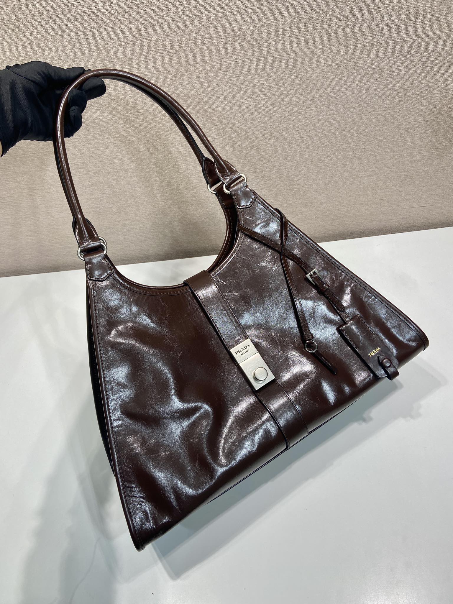 Pra*a Leather Tote Bag-1BG570-39*24.5*14CM