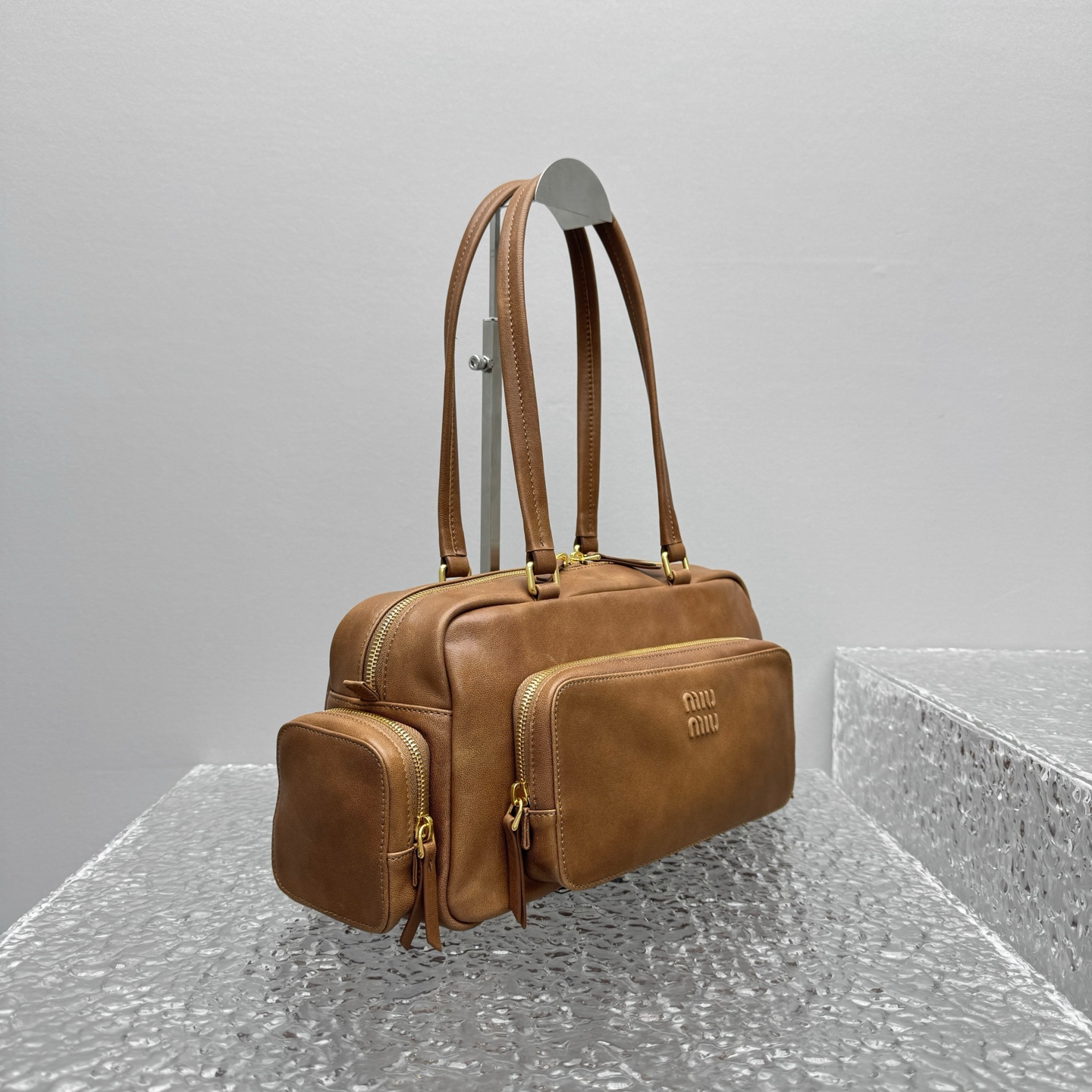 M1um1u pocket washed nappa leather bag-32*11*15.5cm