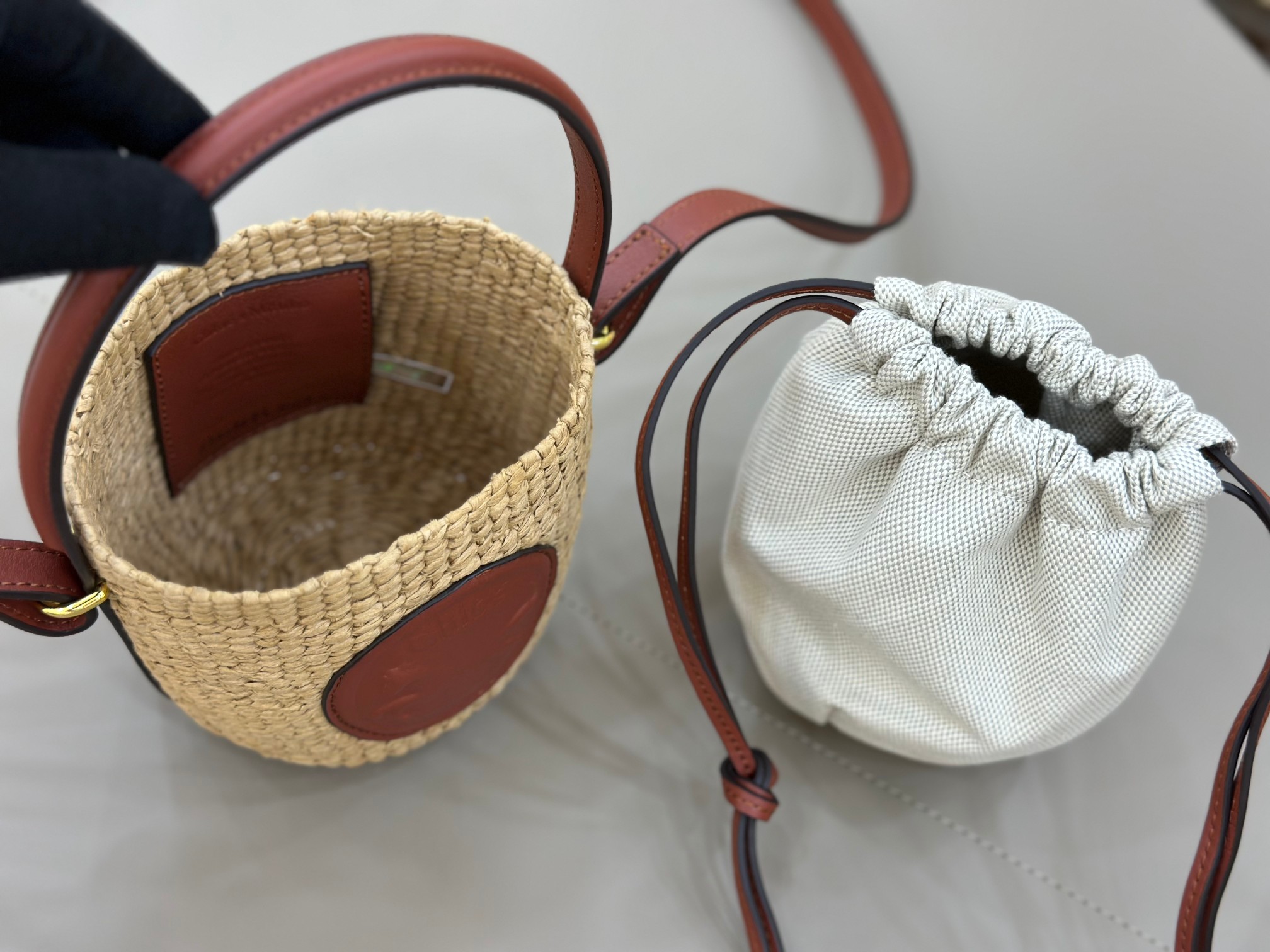Chloé Mini Horse Medal Basket In Natural Fibers-14x12.5x14CM