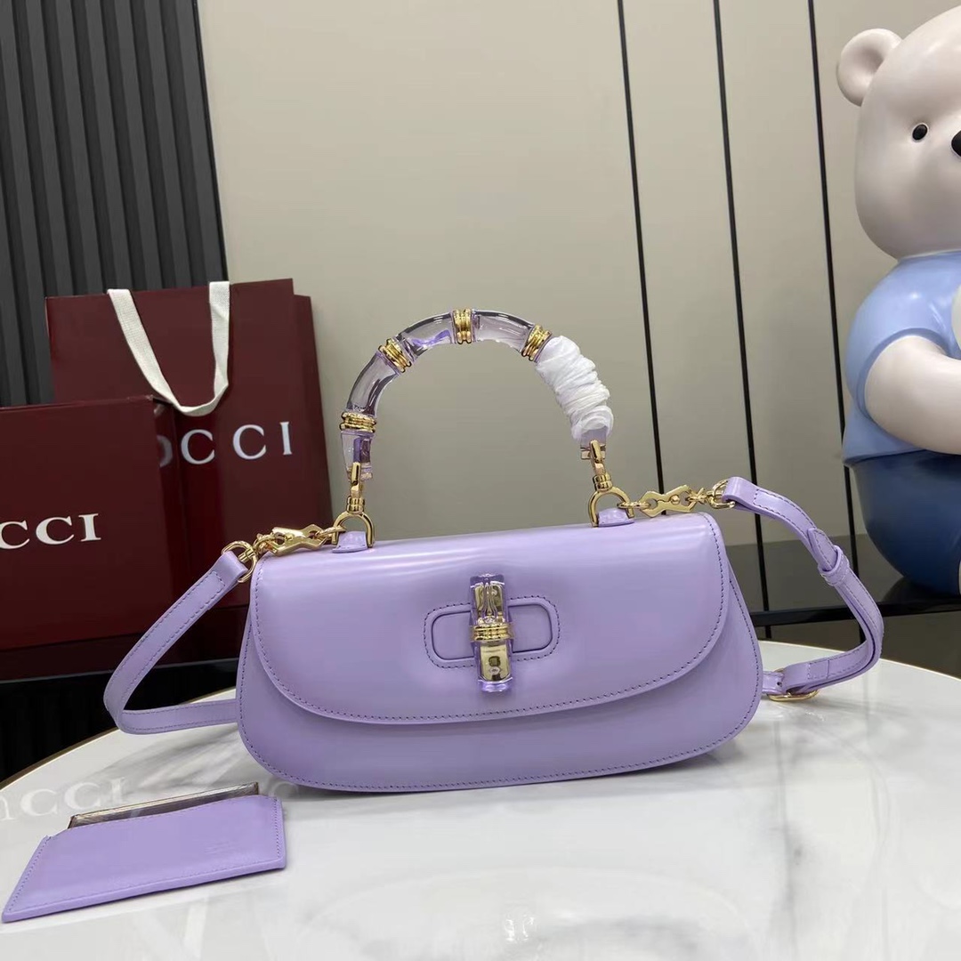 Gvc*1 Bamboo Diva Bag In Lilac Leather -26.5*13*8CM