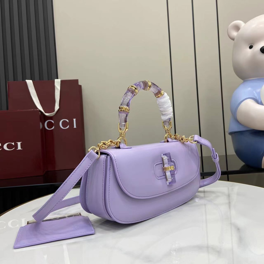 Gvc*1 Bamboo Diva Bag In Lilac Leather -26.5*13*8CM