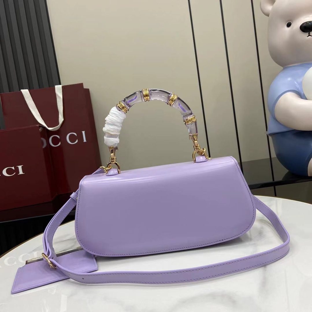 Gvc*1 Bamboo Diva Bag In Lilac Leather -26.5*13*8CM