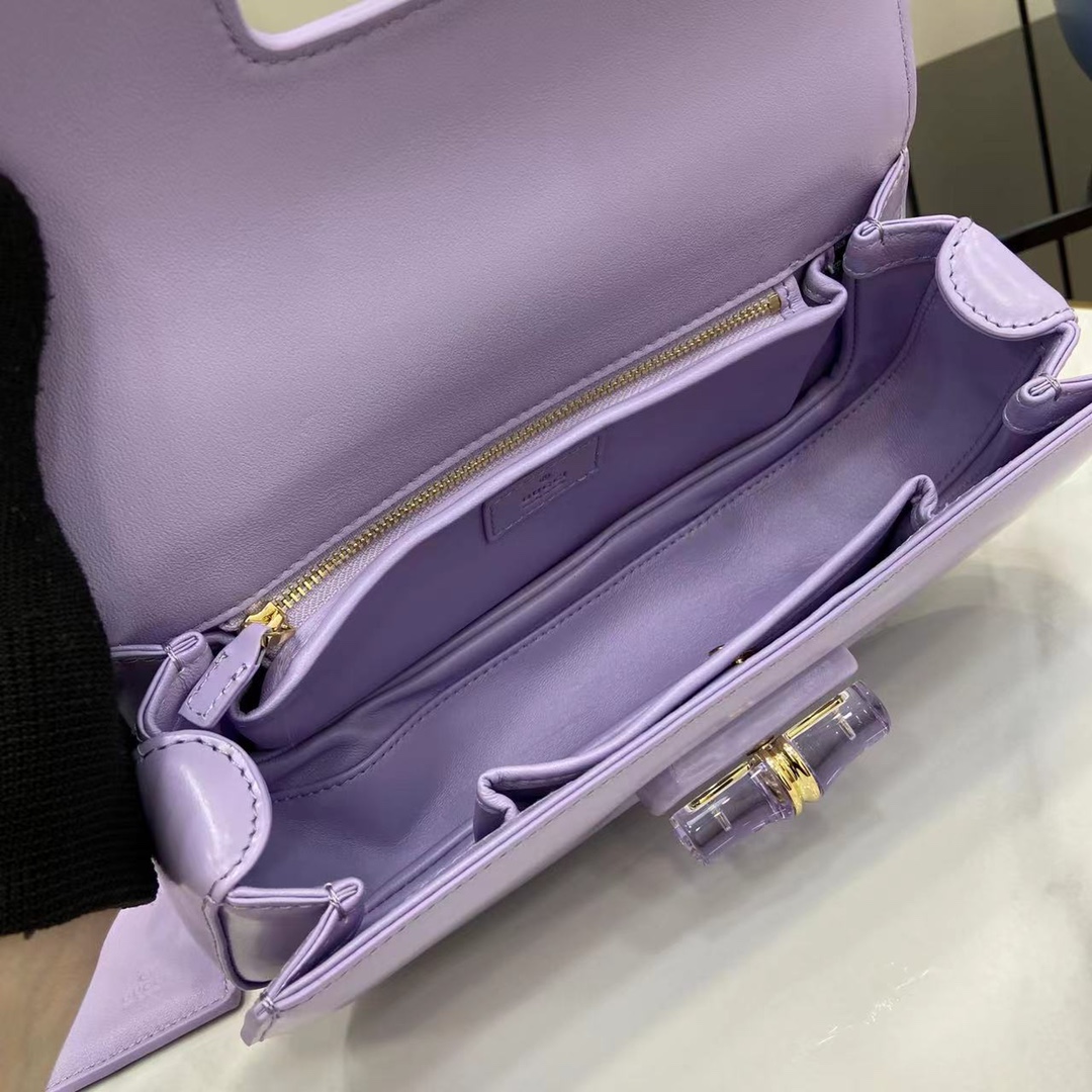 Gvc*1 Bamboo Diva Bag In Lilac Leather -26.5*13*8CM