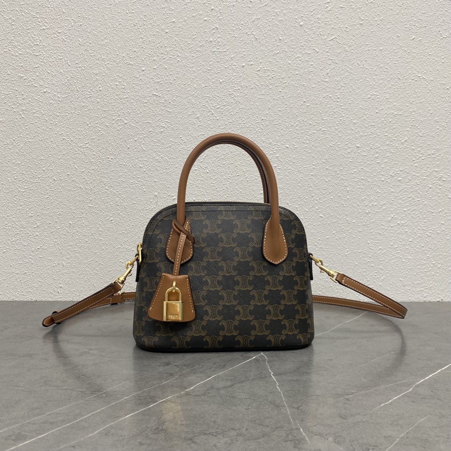 Celin* Teen Honorine Bag in Triomphe Canvas and Calfskin-22x17.5x9.5CM