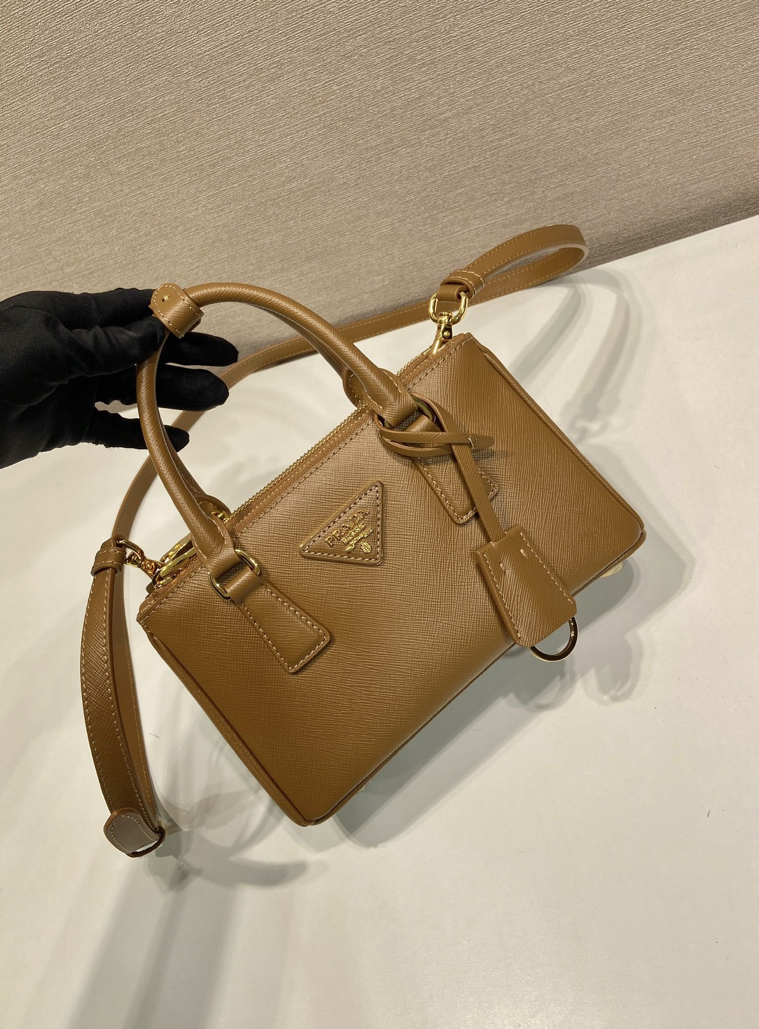 Pra*a Cameo Galleria Saffiano Leather Mini-Bag-1BA916-21*12.5*8.5CM
