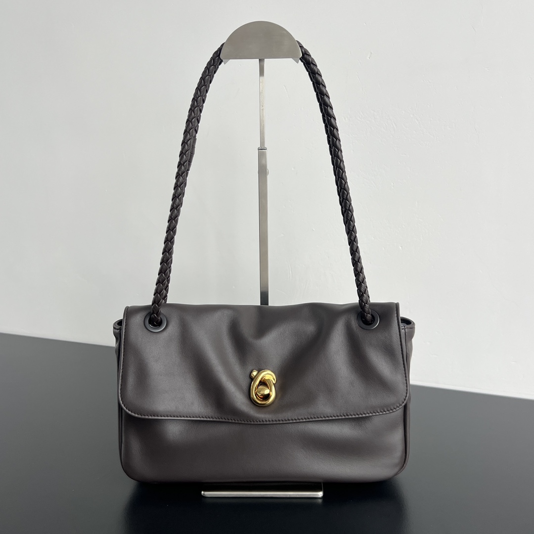 B0tt*ga Ven*ta Soft Lock Leather Shoulder Bag-27x16x6CM