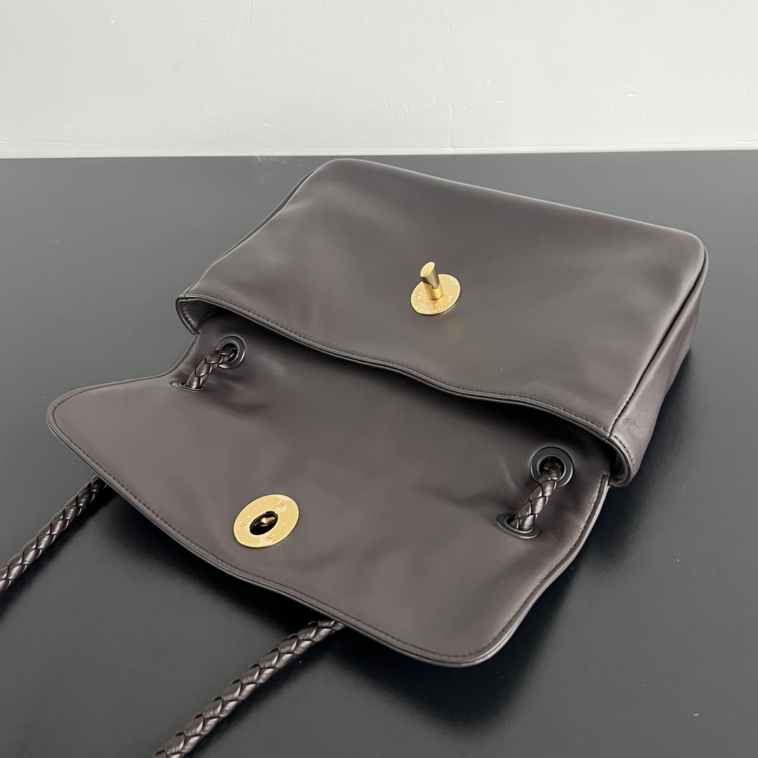 B0tt*ga Ven*ta Soft Lock Leather Shoulder Bag-27x16x6CM