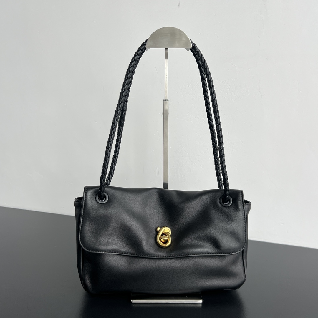 B0tt*ga Ven*ta Soft Lock Leather Shoulder Bag-27x16x6CM