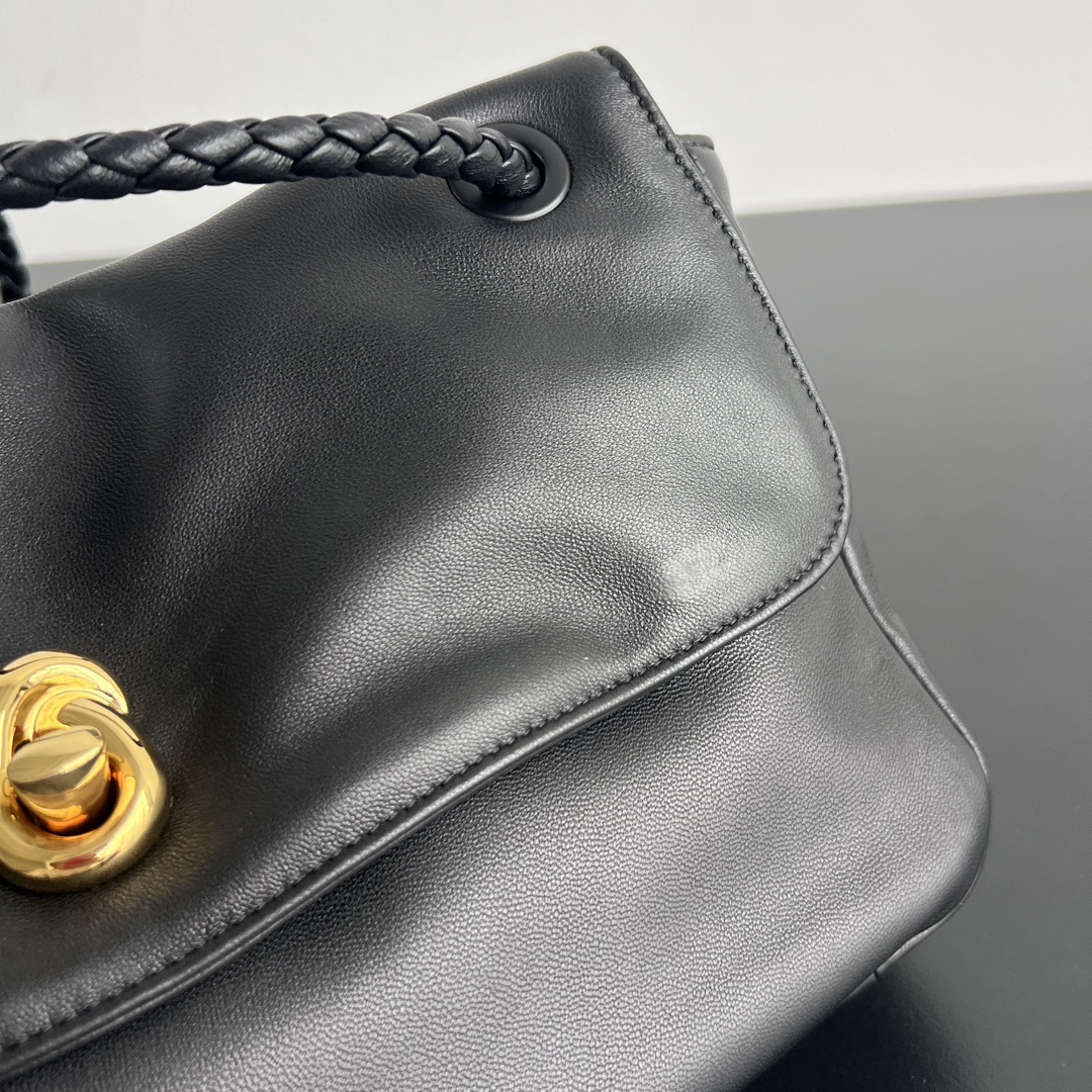 B0tt*ga Ven*ta Soft Lock Leather Shoulder Bag-27x16x6CM