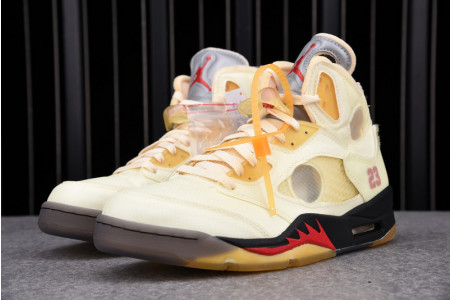OFF-WHITE X AIR JORDAN 5 “SAIL” DH8565--100